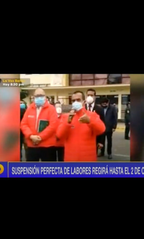 Suspensión perfecta de labores regirá hasta el 2 de octubre